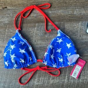 Xhilaration Striped Bikini Top with Red Ties